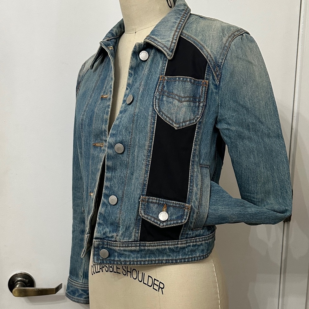 Coach Blue Denim Jacket with Black Panels